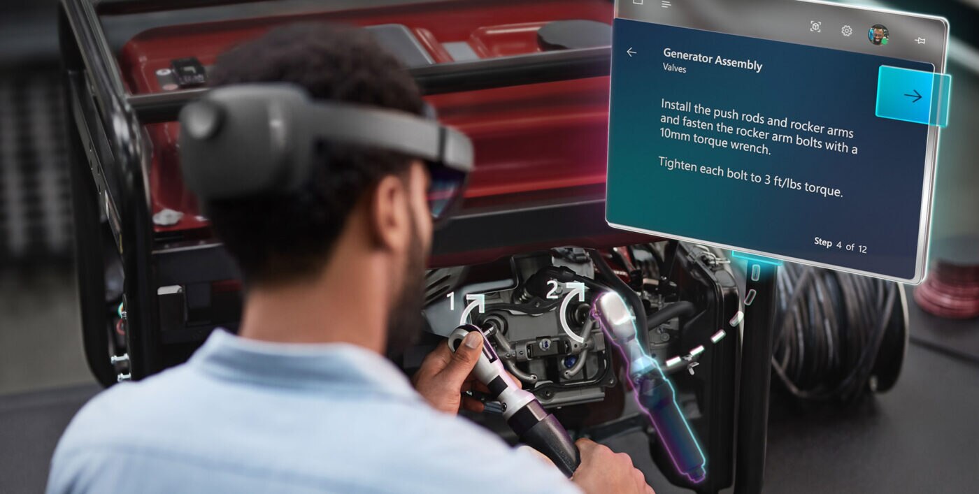 A Hololens 2 user in automotive application